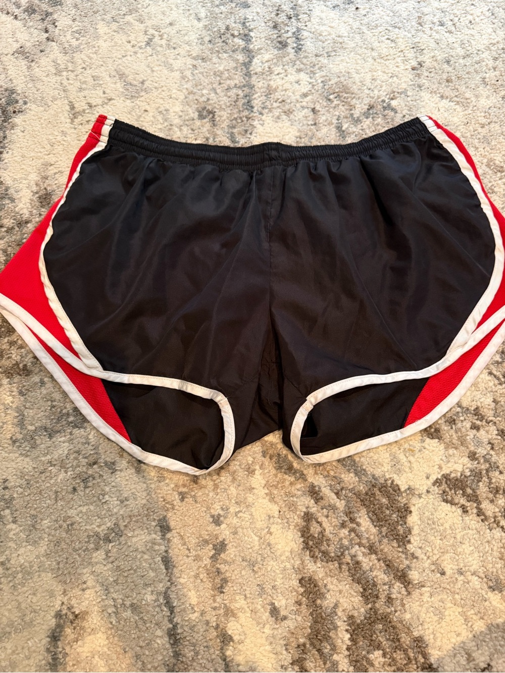 Soffe Black and Red Athletic Shorts with White Accent